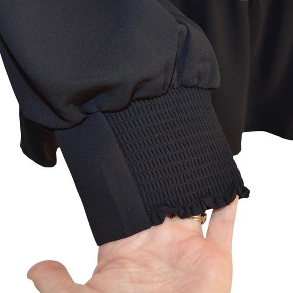 ALFANI Black Peplum Long‎ Sleeve Blouse, Medium NEW - Picture 3 of 7